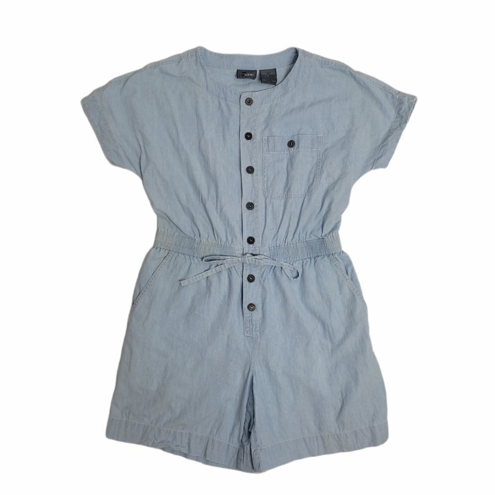 VINTAGE 90s romper LizWear blue chambray button up‎ playsuit XS/S - Picture 5 of 15